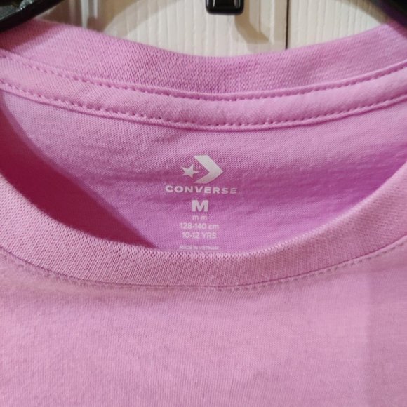 Converse Girl's Youth Pink Chuck Taylor Short Sleeve TShirt NWT Medium - Picture 4 of 4